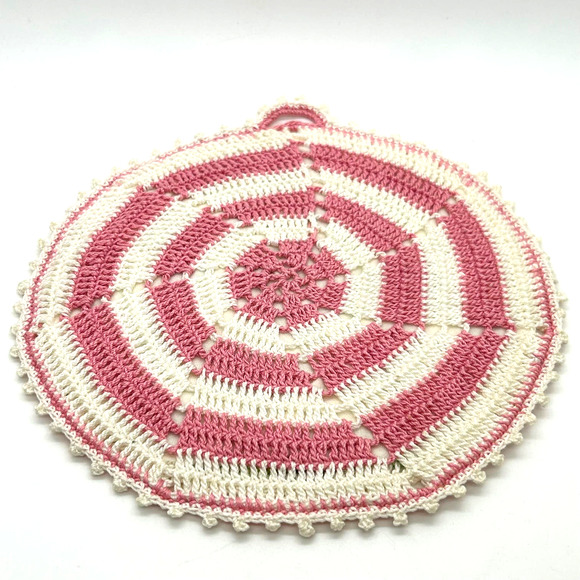 Vintage Handmade Crochet Potholders Lot of 2 - Picture 6 of 10